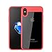 iPhone X Case, Vinve Anti-Scratch Shockproof [ Perfect Fit ] Cover Clear Hard Back Panel + TPU Bumper Slim Case for iPhone x -Red