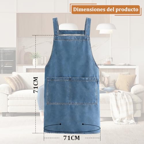 Mandiles De Cocina,Delantal Vaquero Universal Para Hombres Y Mujeres,a Prueba De Aceite Y Contaminación, Con Bolsillo,regla Ajustable, Adecuado Para Panadería, Cocina, Jardinería, Pintura, Etc