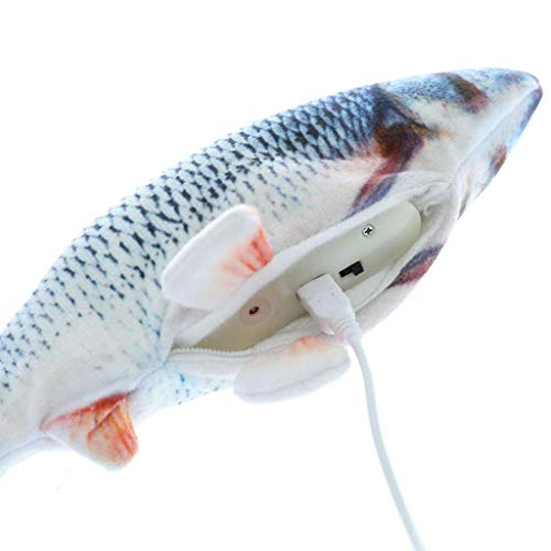 Dragon Honor Realistic Plush Simulation Electric Doll Fish, Funny Interactive Pets Chew Bite Supplies for Cat/Kitty/Kitten Fish Flop Cat Toy Catnip Toys - Perfect for Biting, Chewing and Kicking (B) - Thumbnail 2