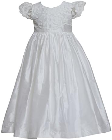 Caremour Baby Girls' Baptism Silk Gown With Lace Bodice 6-9 Months (Chest: 21 Inches, Length: 31 Inches) Off White