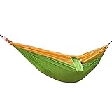 Yosoo(TM) Double Hammock - Lightweight Indoor and Outdoor Nylon Parachute Hammocks for Camping, Backpacking & Travel. Tree Ropes Included (yellow & green)