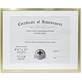 Lawrence Frames Dual Use Gold Aluminum Document Frame, 11 by 14-Inch, Brass