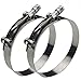 Ronteix Full 304 Stainless Steel Adjustable Hose Clamp Lock Nut T-Bolt Clamps (95~103mm, 2 Pack) for 3-1/2'' Hose