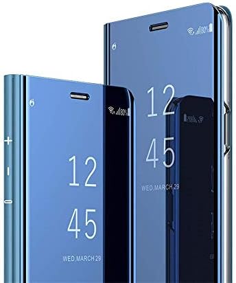 ISADERSER XiaoMi Redmi 6 Pro Case Redmi 6 Pro Cover Luxury Clear View Flip Mirror Makeup Glitter Slim Wallet Shockproof Closure Full Protective Case Cover for XiaoMi Redmi 6 Pro Mirror Blue