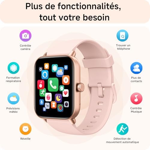 Montre Connectée Femme avec Appel Bluetooth,1,85" Smartwatch avec Whatsapp,Moniteur de Fréquence Cardiaque Sommeil,Montre de Sport 120+ Modes Podomètre Fitness Tracker,Montres pour Samsung/Android/iOS