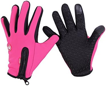 Men And Womens Outdoor Long Gloves Elegant Waterproof Winter Black Touch Screen Gloves Cycling Motorcycle Gloves (rose red, XL)