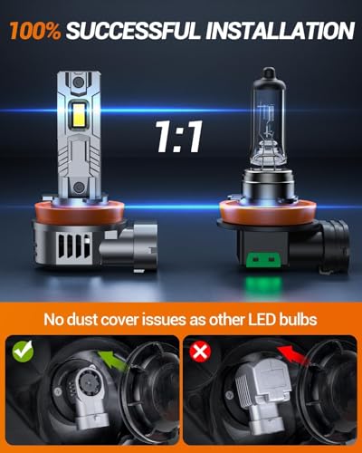 SEALIGHT S2S 9005/HB3 H11/H8/H9/H16 Light Bulbs Combo, 100,000LM Super Brighter, 6500K Pure White 9005 H11 Fog Bulbs with 25000RPM Cooling Fan, 70K+ Hours Lifespan, 4-Pack for Cars/Trucks/SUVs
