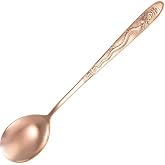 8.3&rdquo; Copper Spoons, Pure Copper Long Soup Spoons for Stirring Coffee and Desserts Cakes Ice Cream, Copper Spoon Suitable for Kitchen Home Wedding Party Dishwasher Safe