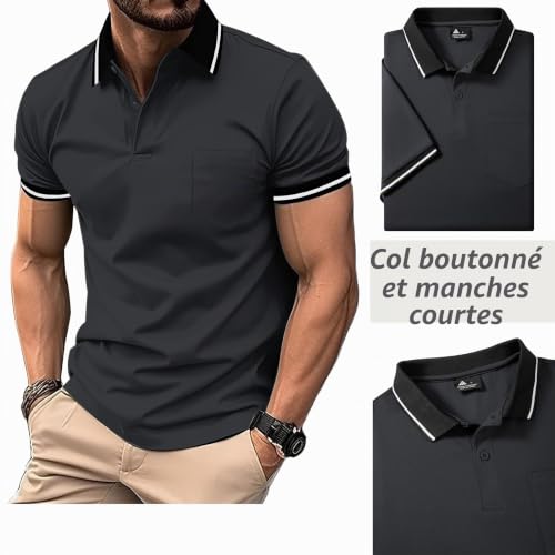 SwissWell 5 Pack Men's Golf Polo Shirt Short Sleeve Lightweight Summer T Shirt Tennis Breathable