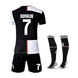 Juventus Home Kids/Youth 2018-2019 Season. #7 Ronaldo Socce Jersey Matching Shorts,Socks.