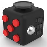 Fidget Cube - Relieves Anxiety for Children and Adults - Stress Reliever (black red)