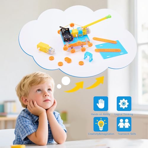 SCIENCE DIARY STEM Toy Robot Construction Kit for Children - Technology Experiments with Motor & Tools, Educational Toy for Building & Research, Gift for Boys & Girls for Birthday & Christmas