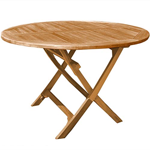 Klapptisch Salerno Teak Massivholz rund Durchmesser 80 cm – Bild 6
