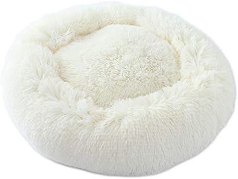 Beskie Round Donut Pet Bed,Dog Cat Puppy Kitty Sleeping Bed,Luxury Thick Full Plush Shag Fuax Fur Circle Cuddler 19.6''19.6'',Cozy Soft Cushion Mat for Small Medium Large Dogs Cats Animals Apricot