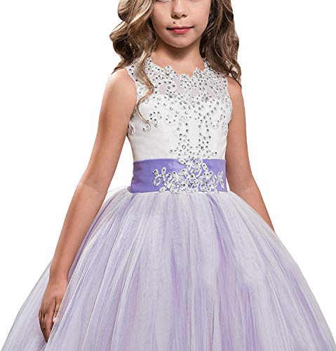 KSDN Wedding Flower Girls Dresses Princess Gowns First Communion Pageant Gown(US 4 Blush)