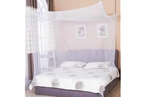 Yiiciovy Mosquito Net for Bed 4 Corners Mosquito Netting Bed Canopy Bed Single Bed Canopy Curtains Twin Kids Bedroom Canopy (White, One Size)