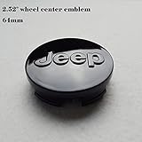 Hanway 4 pcs 2.52“emblem black logo jeep emblem 64mm Wheel Center Caps Hubcaps For Jeep Grand Cherokee / Jeep Wrangler Rubicon / Liberty