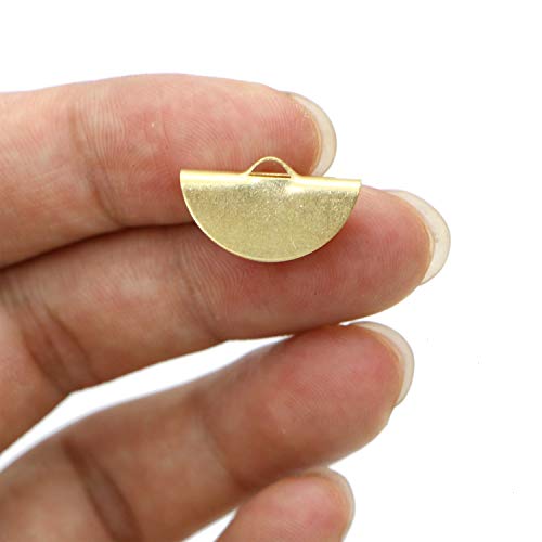 Monrocco 60 Pieces Ribbon Semi Circle Crimp End Clip Clamp Cord Cap Tip for DIY Jewelry Making Findings,Gold - Thumbnail 3
