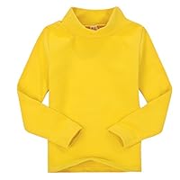 CuteOn Children Unisex Solid Color Kids School Uniform Long Sleeve Turtleneck T-Shirt Yellow 5 Years