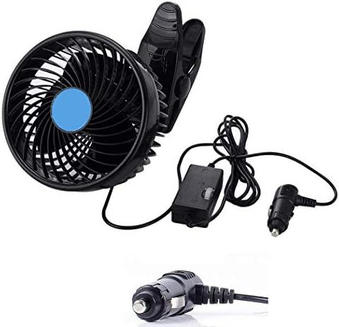 Taotuo 12V Cooling Car Fan 360°Rotatable Electric Powerful Car Fan with Adjustable Clip Stepless Speed Control Cigarette Lighter