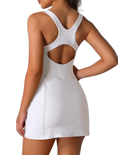 IDOPIP Robe de tennis pour femme - Avec soutien-gorge - Short de golf court - Short de cyclisme - Short de tennis - Sans manches - Mini robe d'été - Robe de loisirs pour le sport, le baseball, le