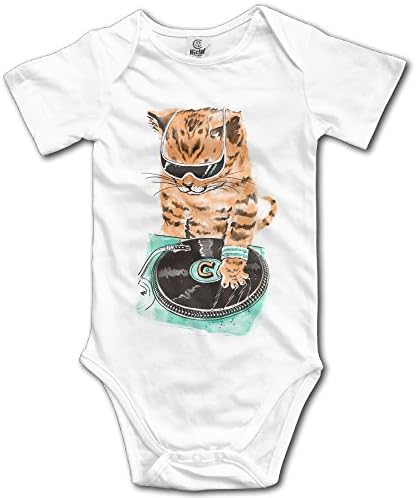 Newborn Baby Boys Dj Cat Baby Onesie SHORT SLEEVES Baby Onesie