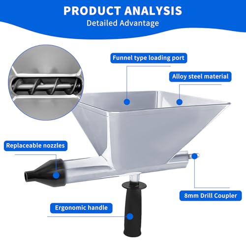 Electric Mortar Sealer Gun with 8 Removable Nozzles, Portable Electric Mortar Gun Funnel Shape for Mortar Seals Sealing Tools