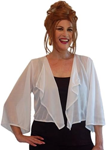 Lotustraders Jacket Bolero Shrug 3/4 Bell Sleeve Cascade Ruffled Semi Sheer Cream 5X K573