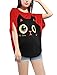 Allegra K Women Cat T Shirt Dolman Sleeve Loose Summer Tops M Red