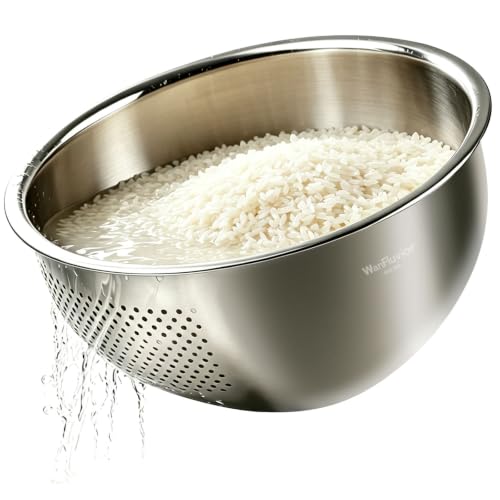 Rice Washer Strainer Bowl 4 QT Stainless Steel