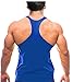 YAKER Men's Blank Stringer Y Back Bodybuilding Gym Tank Tops (L, Black/Blue/Grey-3Pcs)