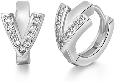 FENDINA Women's Jewelry 18K Gold Plated Cubic Zirconia 26 Initial Letters Alphabet Personalized Huggie Earrings
