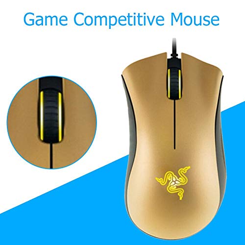 Alloet Wired Gaming Mouse,Razer DeathAdder Wired Gaming Mice 3500 DPI Optical PC Computer Mouse Gold - Thumbnail 6