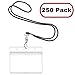 MIFFLIN Lanyard (Black, 3.5x2.25 inch, 250 Pack) with Clear Plastic Horizontal ID Badge Holder, Heavy Duty Name Pouch with Soft, Woven, Neck Lanyards