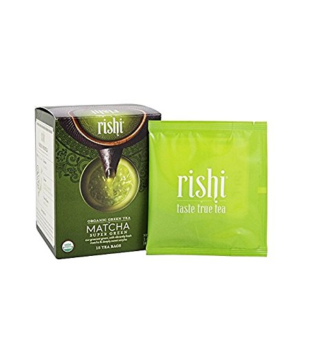 Rishi Matcha Super Green Tea, Organic Green Tea Sachet Bags, 15 Count