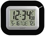La Crosse Technology WT-8005U-B Atomic Digital Wall Clock with Indoor Temperature, Black