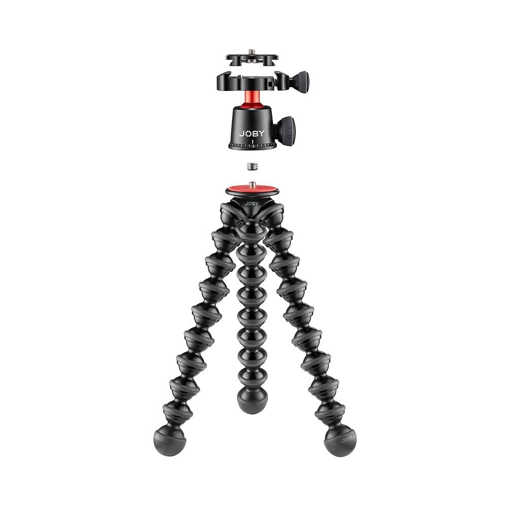 Joby GorillaPod 3K Pro Kit, Includes Stand & BallHead with QR Plate, 6.Lb Load Capacity, Black/Charcoal/Red