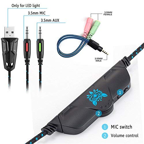 Gaming Headset, Onikuma Stereo Over-ear Noise Isolation Bass PC Gaming Headphones with Microphone for PS4 Laptop Computer Smart Phone Xbox one