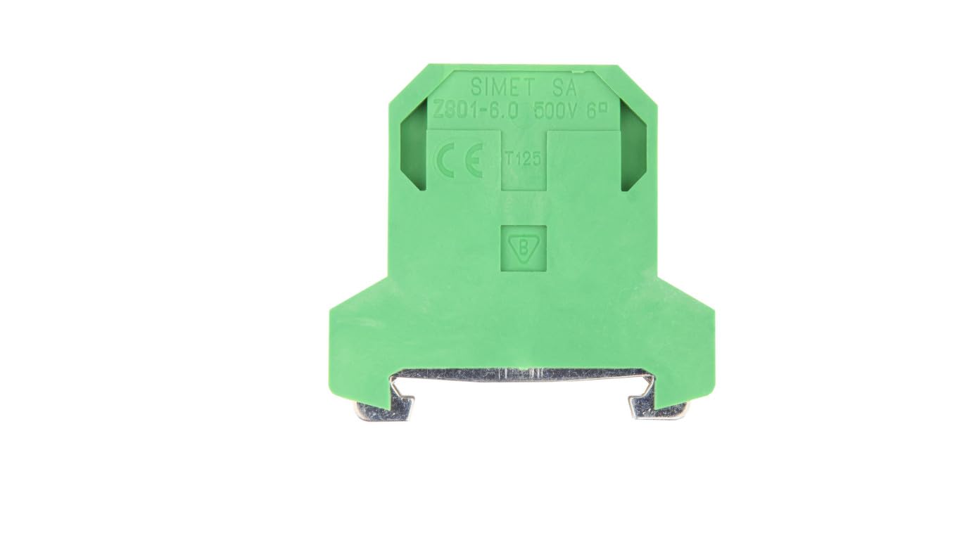 SIMET Brand Yellow-Green ZSO1-6.0 Rail Mounted Screw Terminal Block