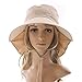 Ls Lady Womens Summer Flap Cover Cap Cotton Anti-UV UPF 50+ Sun Shade Hat with Bow. Adjustable Hat (One Size,0 Beige)