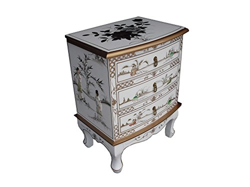Chinese Oriental Furniture White Mother Of Pearl Chest Of Drawers