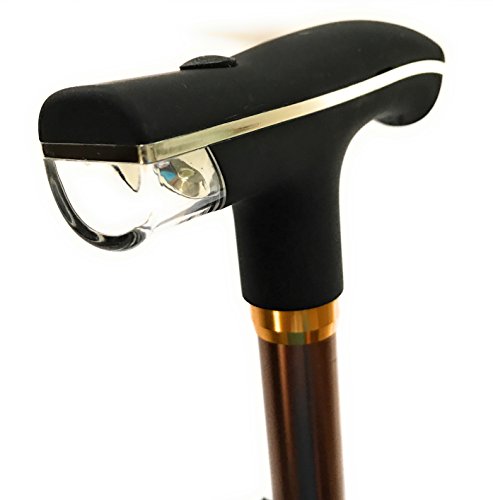 BT FOLDING CANE - Walking for Men & Women Collapsible, Lightweight, Adjustable Portable Stick Mobility Aid Sleek Look Comfortable Handle with LED Light Aluminum Alloy 4 Head Pivoting Trusty Base