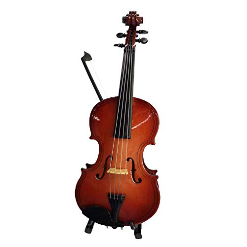LS Realistic Mini Wood Violin Musical Instrument, Miniature Dollhouse Replica Ornament Holiday Accessories Gifts with Case (3.15inch/8CM)