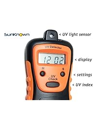 sunknown detector de luz UV para la medición de radiación UVA y UVB nocivos   multifunción probador de mano luz ultravioleta fuerza   Portátil Luz solar índice UV Checker y fotómetro con pilas, Amarillo, 1