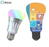 UPSTONE Smart LED WIFI APP-enabled Light Bulbs RGB Multicolor,No Require Hub,work with Echo & Alexa,60 Watt Equivalent (7.0)