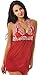 Womens Halter Babydoll Lingerie Set Plus Size(M,Red)