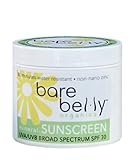 Bare Belly - Natural Sunscreen SPF 30 - UVA/UVB Broad Spectrum, Water Resistant 80 Min, Non-Nano Zinc, Fragrance Free, Organic Ingredients, Vitamin E, 4 oz