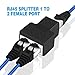 SENHUO RJ45 Ethernet Splitter Connector Adapter,Compatible with Cat7, Cat6, Cat5e Cables - Black (ONLY ONE Female Port Work at A time)