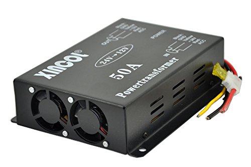 XINCOL® Auto-Leistungsverstärker DC/DC 24 V zu 12 V Konverter 50 A 500W Watt Abwärtskonverter Abwärtswandler Tragbares Netzteil Modularer Spannungsregler mit vollem Schutz RAM-Draht