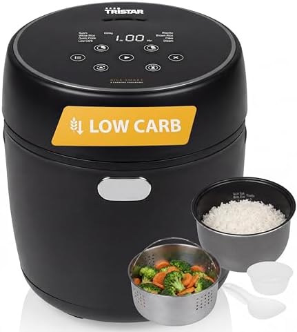 Cuociriso Digitale con Funzione Low Carb, 8 Programmi Automatici, Capacità 0,6 L di Riso, Pannello Digitale, Facile da Pulire, RK-6238